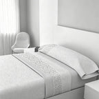 Juego de cama de 3 piezas con estampado de verano | Sábana bajera, colcha, funda de almohada | Estampado sencillo de hojas coloridas | Tela suave | 90 cm - Varios tamaños disponibles - Rosa