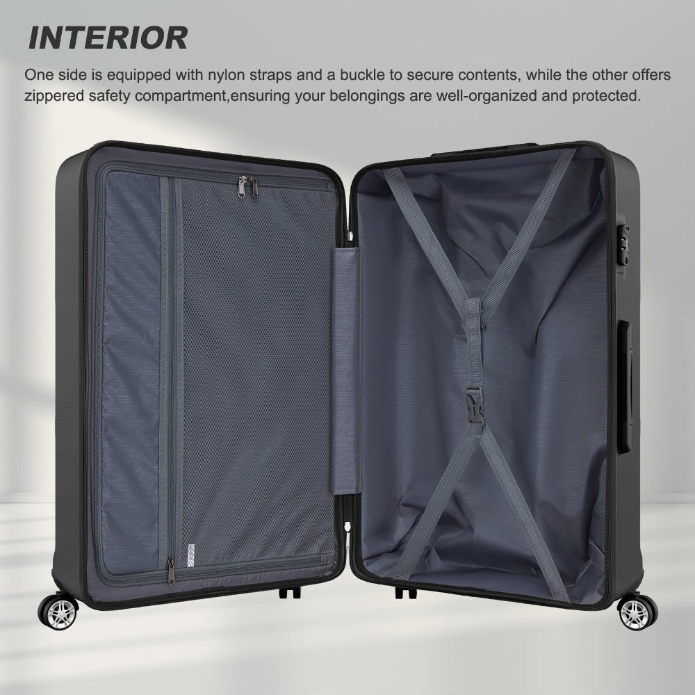 Kono ABS+PC Maleta Extra Grande de 32 Pulgadas, Diseño Horizontal Esculpidor, Equipaje Rígido con Ruedas y Mango Telescópico
