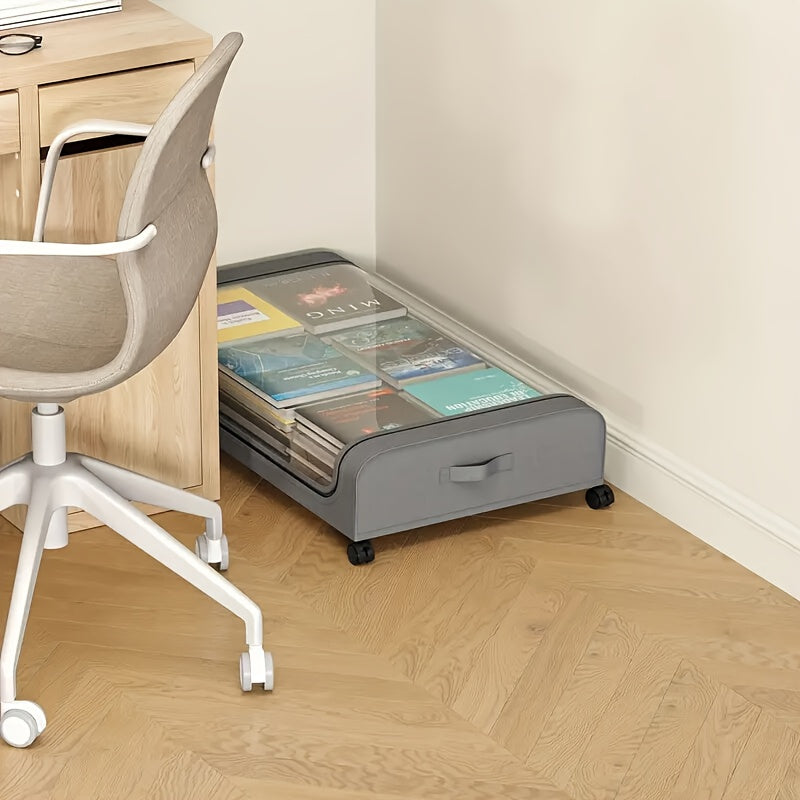 Caja de Almacenamiento Debajo de la Cama con Ruedas - Contenedor Organizador a Prueba de Polvo de Gran Capacidad, Adecuado para Edredones, Ropa, Juguetes y Diversos Artículos, con Ruedas para un Fácil Acceso, Asa Plegable para un Fácil Transporte, Solució