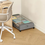 Caja de Almacenamiento Debajo de la Cama con Ruedas - Contenedor Organizador a Prueba de Polvo de Gran Capacidad, Adecuado para Edredones, Ropa, Juguetes y Diversos Artículos, con Ruedas para un Fácil Acceso, Asa Plegable para un Fácil Transporte, Solució
