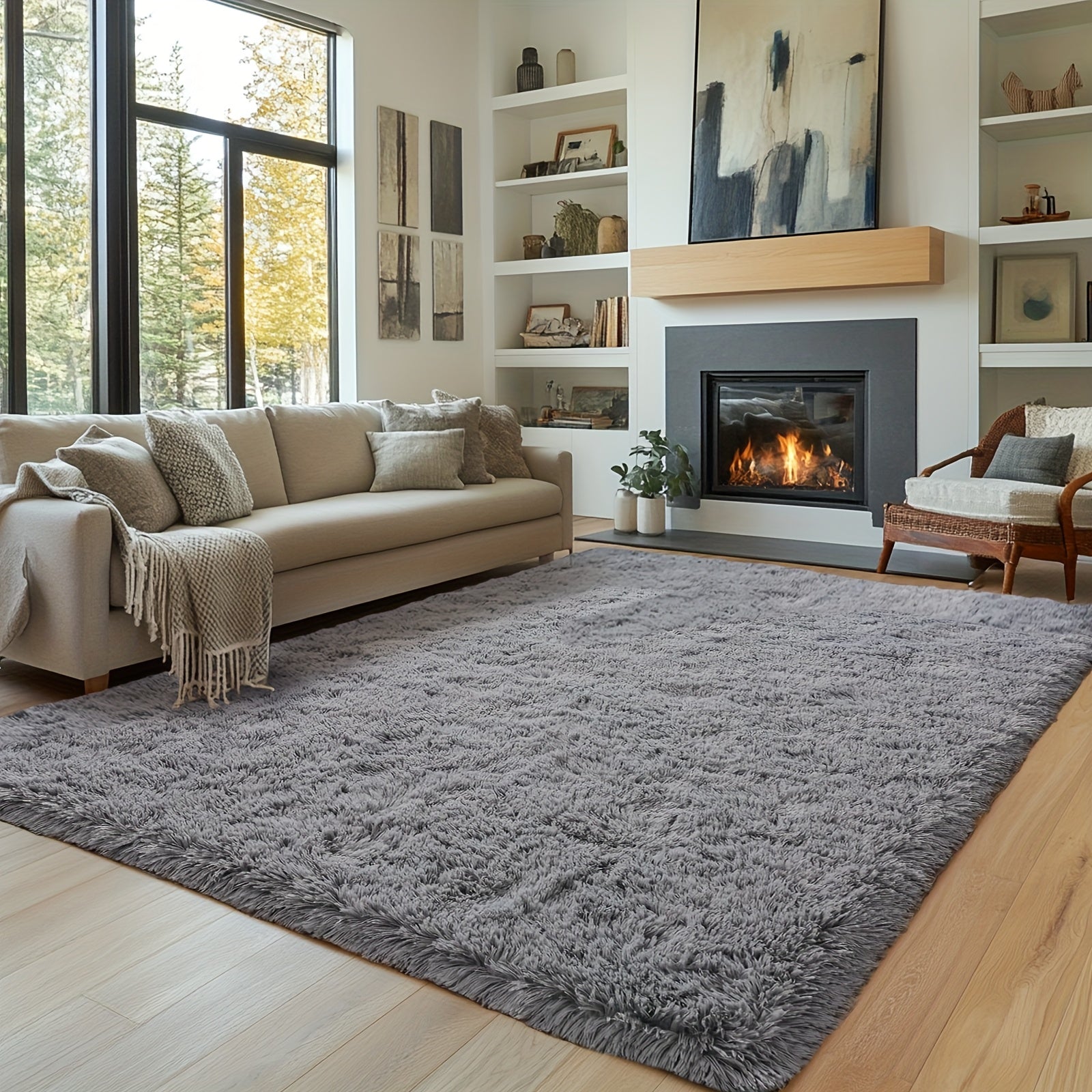 Alfombra para Sala, Alfombra Peluda para Dormitorio, Decoración del Hogar Alfombra Grande, Alfombra Súper Esponjosa y Aterciopelada para Dormitorio, Alfombra Aterciopelada para Decorar Sala de Juegos, Estudio, Alfombra Interior Súper Suave y Cálida, Regal