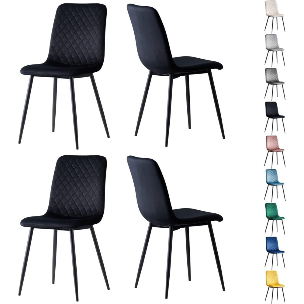 Sillas de comedor MCC Direct en conjunto de 4 piezas Hechas de terciopelo, patas de metal, sillas Lexi, sillas de diseño