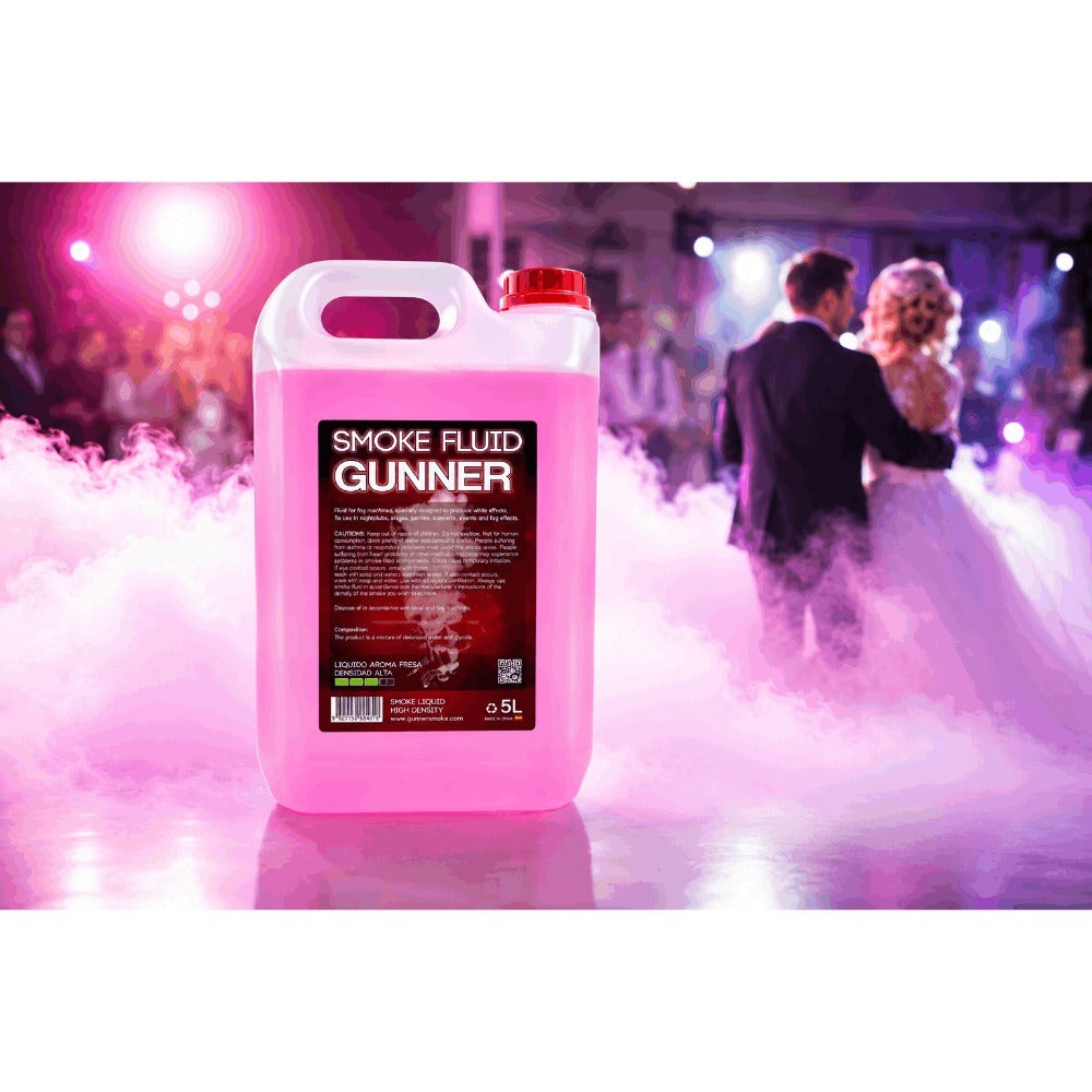 Líquido para Máquina de Humo 5L con Aroma a Fresa - Gunner Smoke | Alta Densidad | Efecto Profesional para Eventos y Fiestas