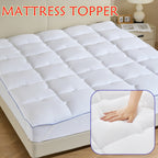 Topper de colchón de calidad hotelera, patrón acolchado único, suave y cómodo, apto para todas las estaciones, relleno de fibra rica de 800 GSM, lavable a máquina, práctico para guardar.