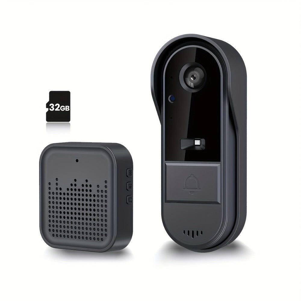 Cámara de Video Timbre Inalámbrica Wi-Fi, Cámara de Video Timbre Interior/Exterior, Detección Humana por IA y Alertas Instantáneas, Visión Nocturna HD 1080P, Audio Bidireccional, Monitor Interior en Tiempo Real, Alimentación USB, Batería de Larga Duración