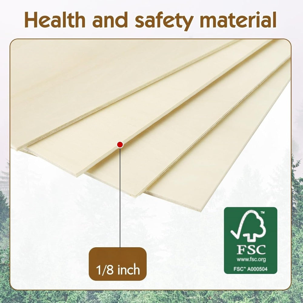 Dofiki 25/40 piezas de contrachapado de tilia de 300x300x3mm, lámina de madera sin acabar, adecuada para manualidades DIY, grabado y corte láser, pirograbado, pintura, creación de maquetas