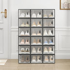 Caja de zapatos apilable, caja de zapatos con puerta magnética, caja de plástico para guardar zapatos, organizador de zapatos plegable para tamaños inferiores a 42, 35X19X25 cm