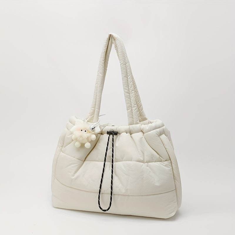 Bolso tote acolchado imprescindible 2026 - Bolso de hombro cruzado acolchado | Bolso de mano de gran capacidad inspirado en abrigo para mujer (Organizador multibolsillos)