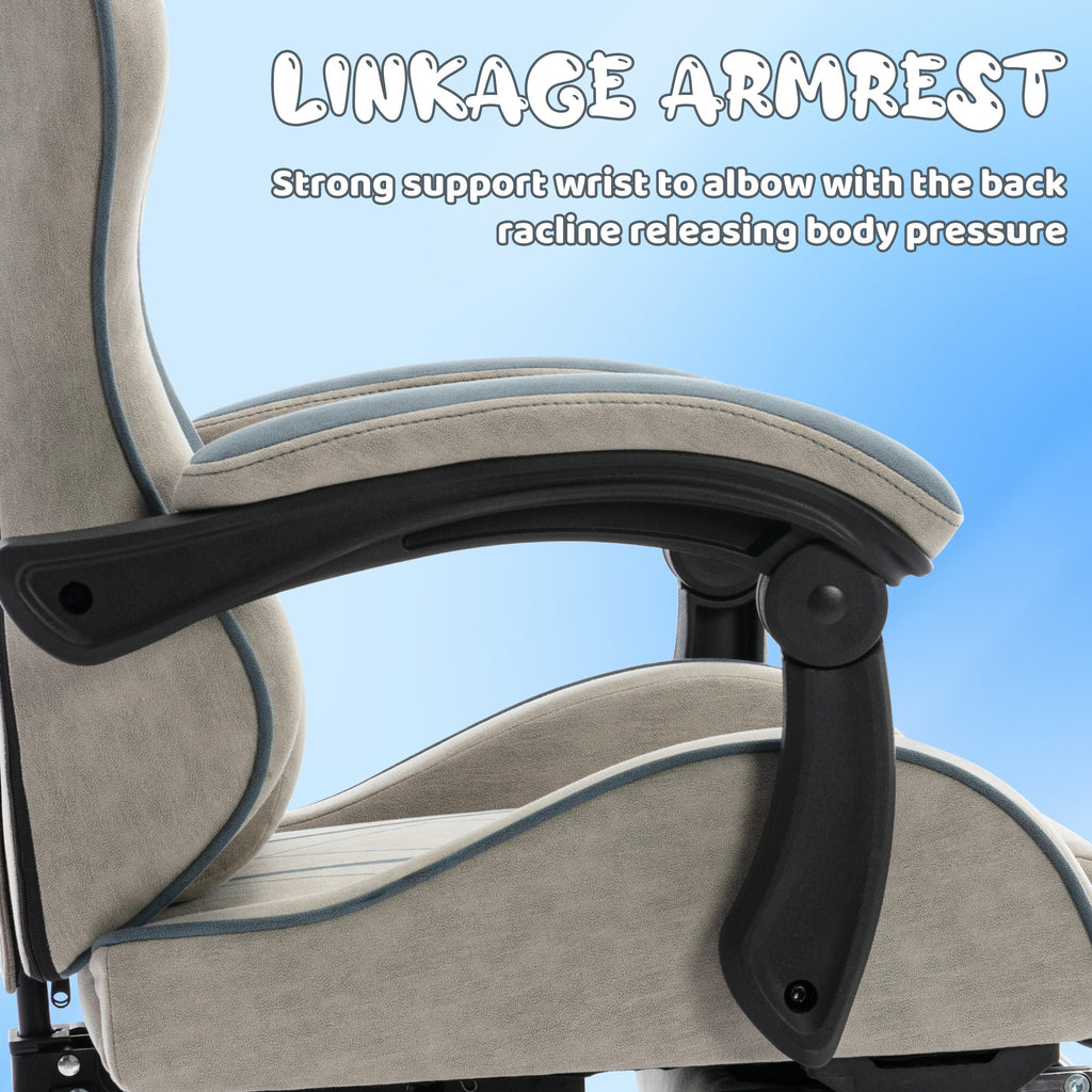 Silla Gaming Ergonómica con Reposapiés y Soporte Lumbar Ajustable, Ideal para Adultos en la Oficina en Casa o Configuración de Gaming - Color Gris