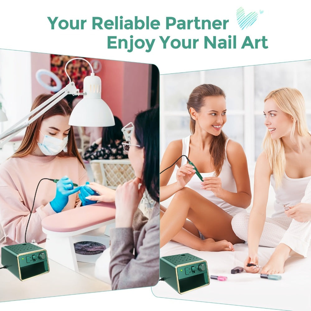 Torno de Uñas 20000 RPM: Kit de Torno de Uñas Portátil, Lima de Uñas Eléctrica para Uñas Acrílicas Gruesas con Brocas de Torno de Uñas, Bandas de Lijado, Manicura y Pedicura para Salón de Estética, Verde