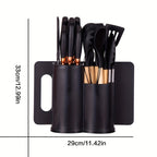 Juego de 19 piezas de cuchillos de cocina modernos y utensilios de cocina - Colección de hojas profesionales con mangos ergonómicos - Accesorios de cocina de alta calidad con soporte de almacenamiento - Herramientas de corte de espiga completa y esenciale