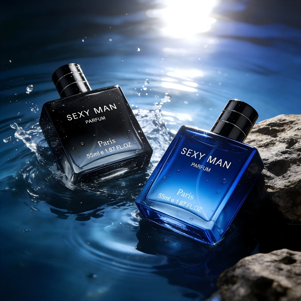 Set de Perfumes de 3 Opciones (Paquete de 2) (2 X 55 ml/1.8 oz) | Botellas con Degradado Negro/Azul | Aroma a Bergamota y Cuero | Perfecto para Inauguración de Casa y Uso Personal