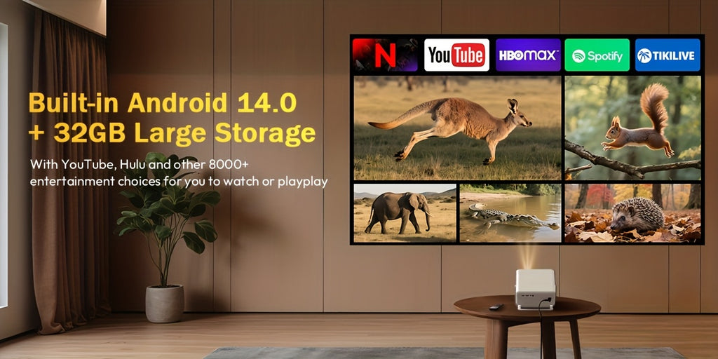 Proyector | Proyector XGODY Android 14, Decodificación Full HD 8K, Gimbal A6Pro Local 1080P, 550 ANSI Lúmenes, Autofocus y Corrección Keystone