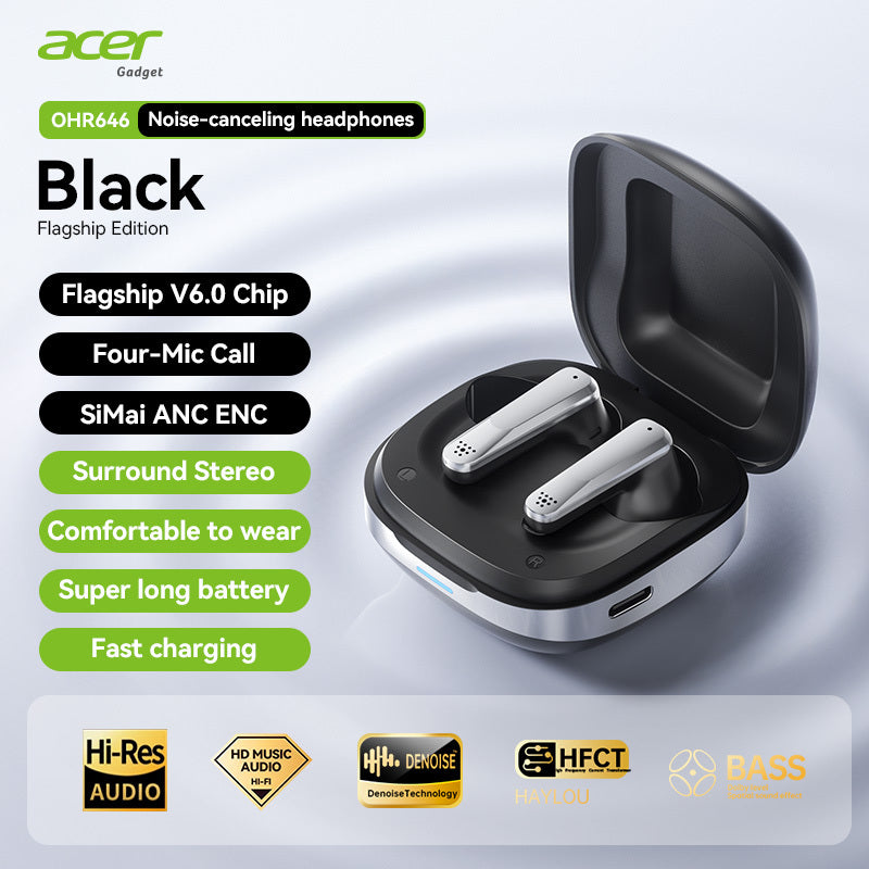 Auriculares Bluetooth | [Acer] Nuevos Auriculares Inalámbricos con Cancelación Activa de Ruido: Espera Ultra Larga, Mini Portátiles, Ajuste