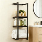 Estante de baño que ahorra espacio - Combo multifuncional de acero/madera, toallero de pared con soporte para artículos esenciales | Almacenamiento compacto para baños pequeños, apartamentos, residencias estudiantiles, toalleros