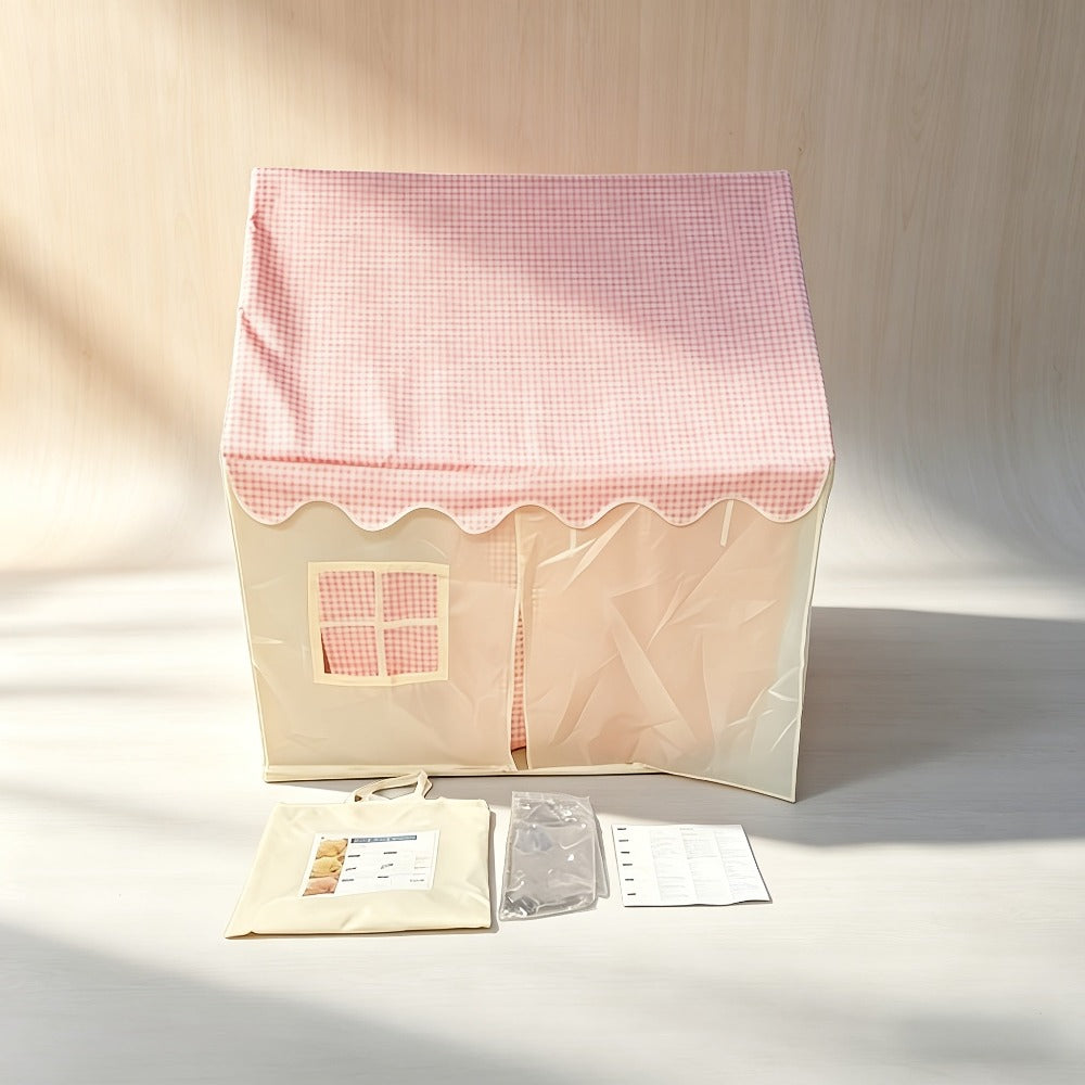 Tienda de campaña estilo casa a cuadros rosa y blanco - Casa de juegos extra grande para interiores y exteriores para niños | Se pliega para un fácil almacenamiento | Casa a cuadros rosa grande | Regalo perfecto para vacaciones y cumpleaños para niños y n