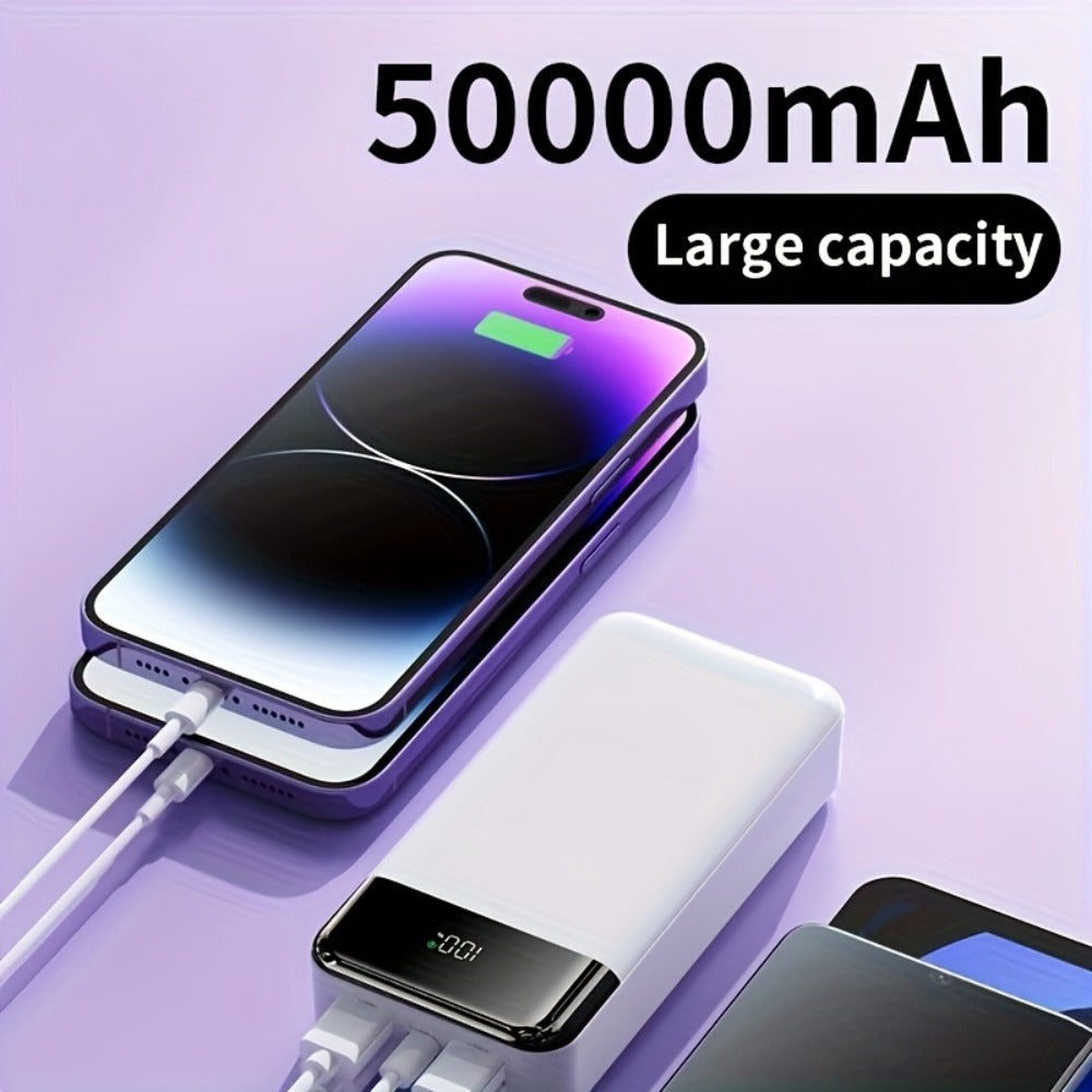 Power Bank de Gran Capacidad de 50000mAh con Pantalla LED de Energía y Carga Rápida de 22.5W - Luz para Camping al Aire Libre, Adecuado para iPhone, Android y Dispositivos Digitales, Regalo de Vacaciones
