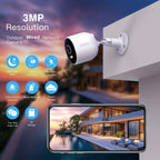 1/2/4 piezas Laxihub 3MP 1296P Cámaras de seguridad Wi-Fi para exteriores, Cámara interior para seguridad del hogar, para vigilancia de puertas domésticas, Audio bidireccional, Almacenamiento en la nube/tarjeta SD, Visión nocturna a todo color, Cámara dig