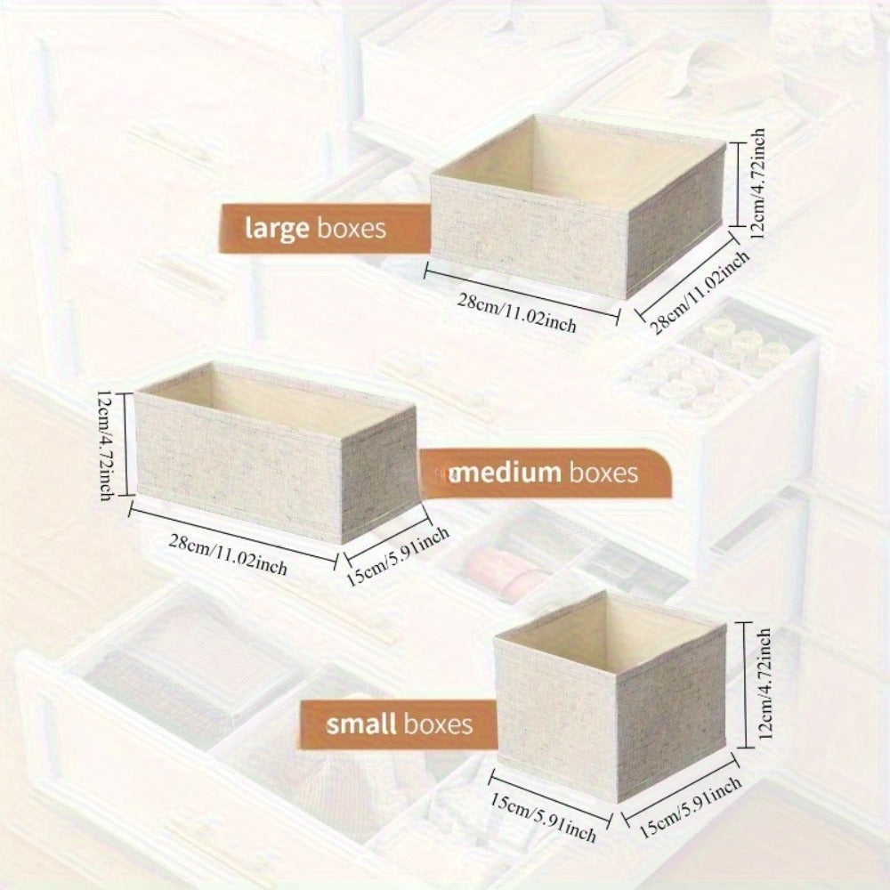 Paquete de 18/24 Organizadores Plegables para Cajones con Tela Profunda y Cierre en Zip - Beige, Contenedores Multicompartimento Resistentes Para Ropa, Calcetines, Pañales, Toallas, Sostenes & Ordenación del Vestidor o Guardería - Cubículos Ahorradores de