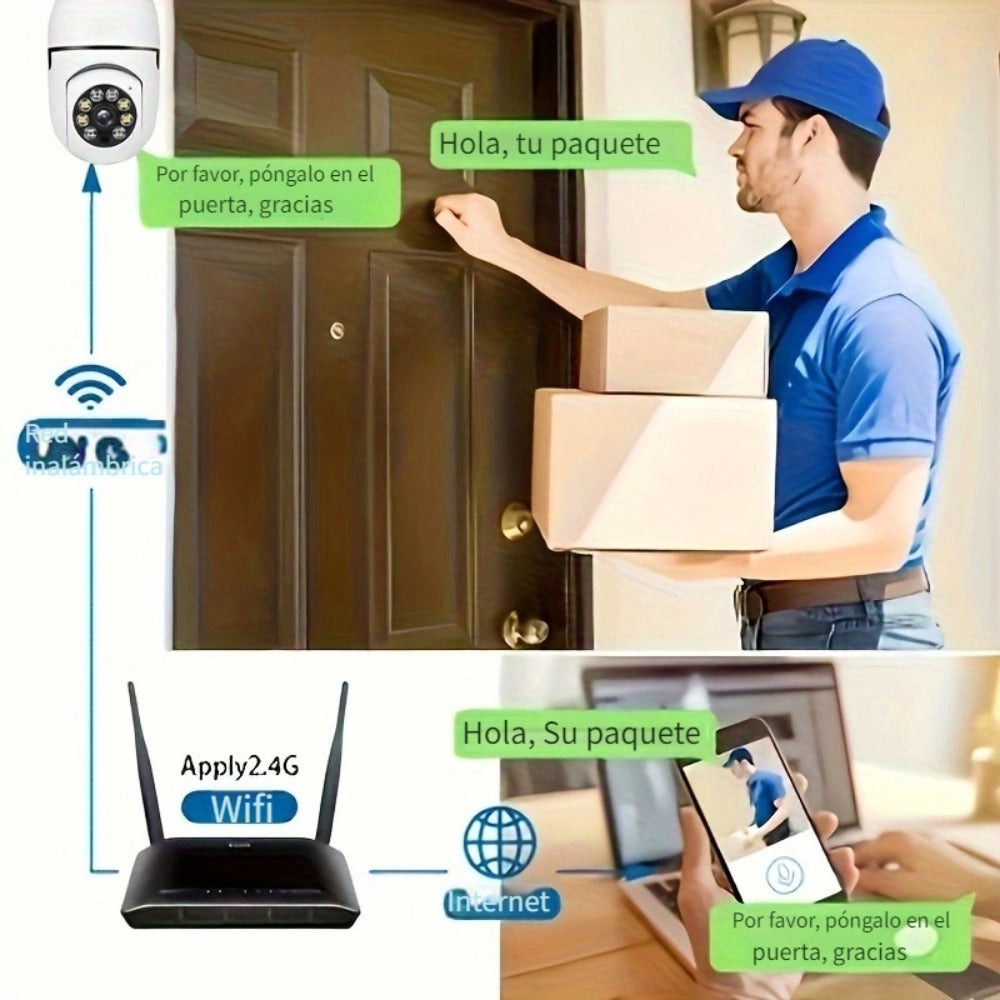 1pc Ease Life App - Cámaras de Seguridad Tipo Bombilla para Interior y Exterior, Cámara Wifi Inalámbrica de 2.4Ghz, 360 Grados, Cámaras de Seguridad con Rosca E27 para Seguridad en el Hogar, Cámaras Tipo Bombilla Seguras, HD 1080P, Visión Nocturna a Todo