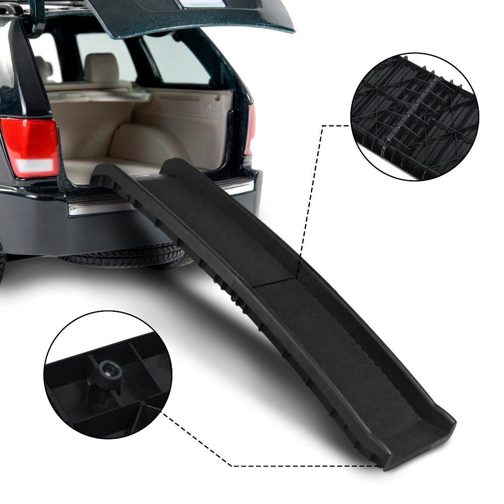 Rampa para perros plegable de plástico, escaleras para mascotas, rampa de acceso antideslizante con topes de goma hasta 90 kg, 156 x 40 cm, negra