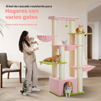 Árbol para Gatos Grande - Torre para Gatos de 170 cm de Altura para Gatos Adultos de Interior con 13 Postes de Rascado Negros Gruesos (10.9 cm), Condominio para Gatos de Múltiples Niveles, Plataforma Súper Grande y Hamacas para Maine Coon de 9 kg