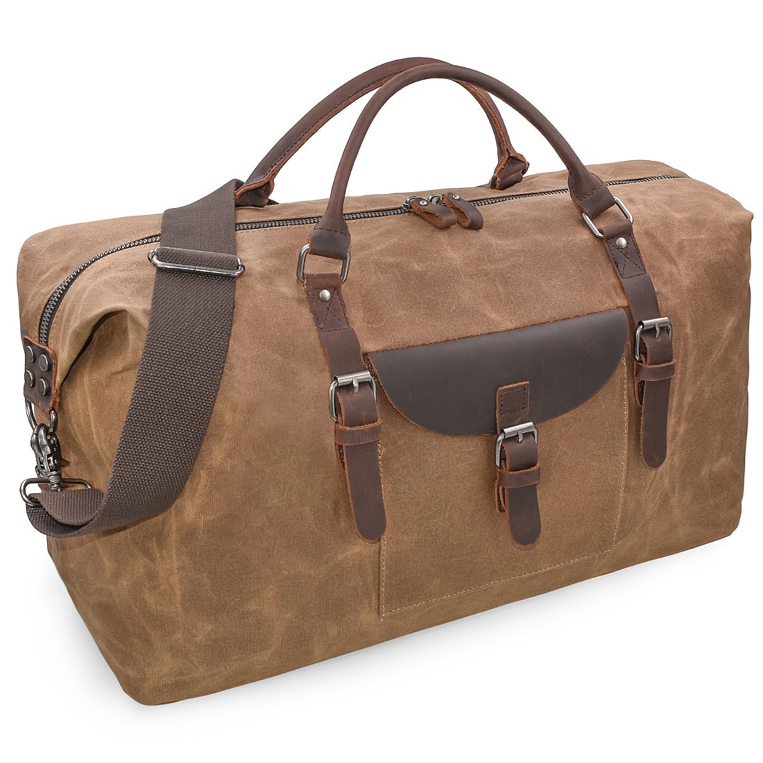 Bolso de viaje retro y de fin de semana para hombre, bolso de fin de semana grande unisex para acampada y pernoctación, equipaje de mano unisex vintage, marrón