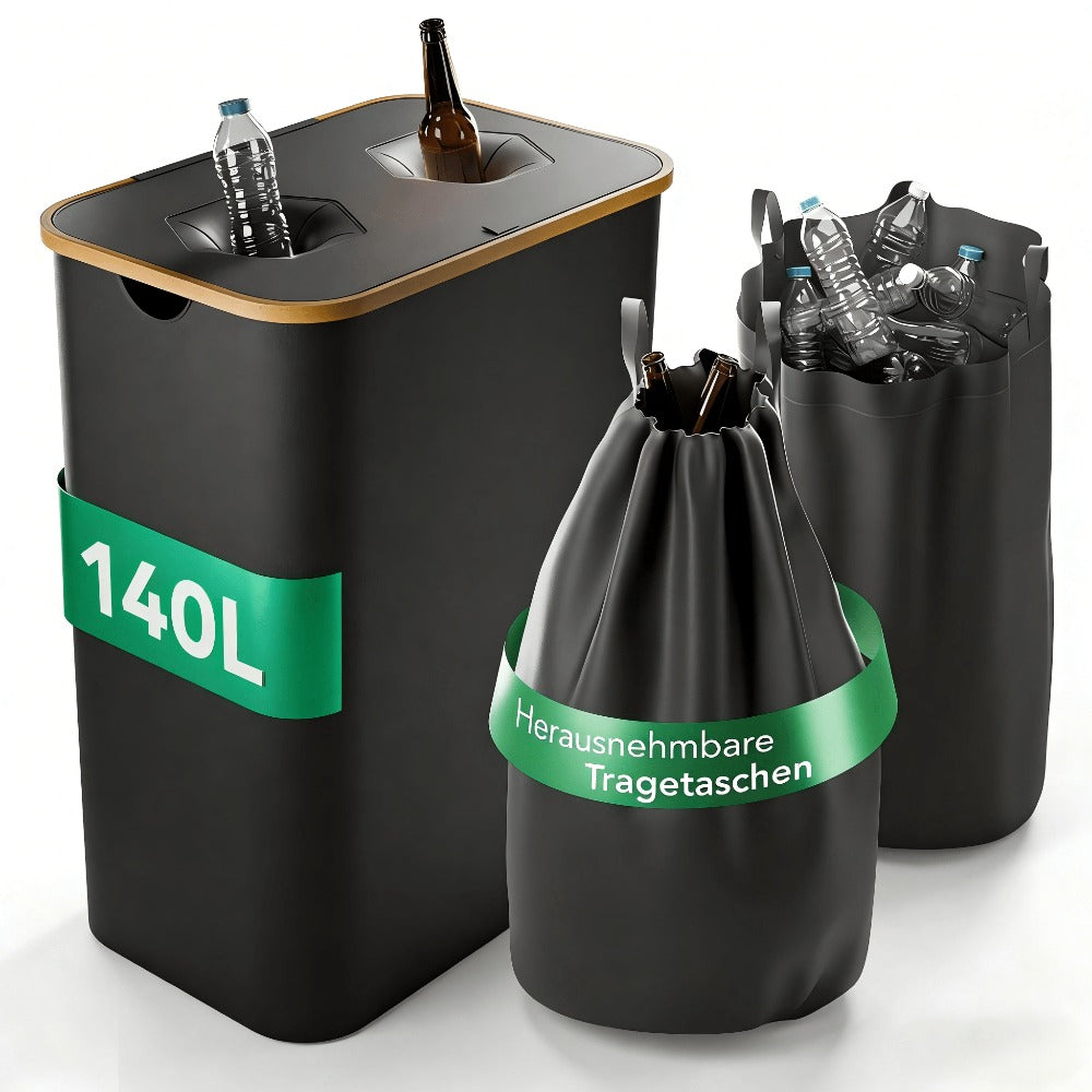 Recogedor de Botellas Plegable de Nylon Oxford 600D para Interior y Exterior, Cubo de Basura, Capacidad de 100L, Resistente al Desgarro y Lavable, Incluye Bolsas XXL, Puede Recoger Aproximadamente 35 Botellas, Ideal para Uso Doméstico, Almacenamiento en C