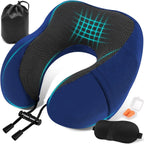 Una Almohada Cervical Ergonómica en Forma de U con Bolsa de Almacenamiento, Espuma de Memoria con Tecnología de Rebote Lento, Funda Lavable a Máquina, Ligera y Portátil para Avión, Oficina y Hogar, Apoya Cuello y Cabeza, Ideal para Siestas, Lectura y Ver