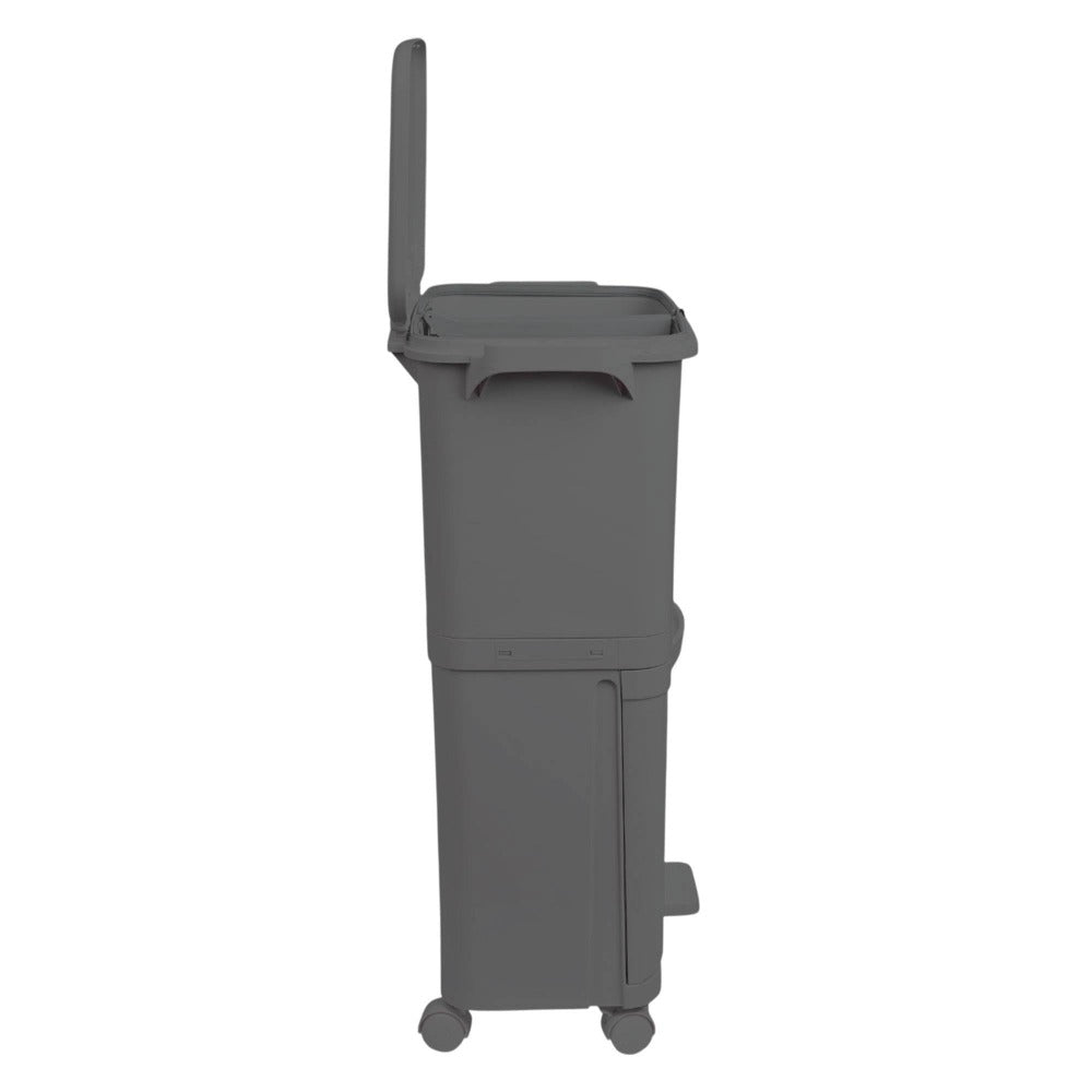 Papelera de reciclaje de clasificación selectiva con pedal. ruedas y asa de doble 38/42L