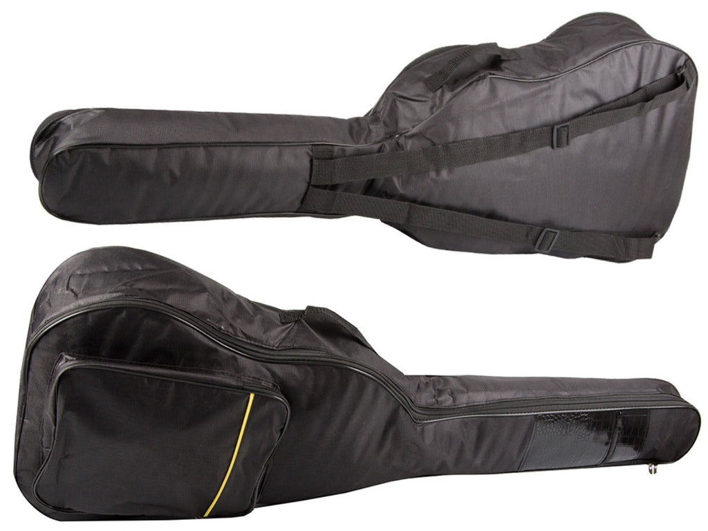 Funda Clásica para Guitarra Acústica, Estuche Rígido Negro con Bolsillos, Correas Ajustables y Asa para Transporte, Material Sólido Grueso Protector Resistente a las Condiciones Climáticas, Estuche con Bolsillo Adicional para Partituras A4 y Bolsillo para