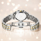OLEVS Reloj de Pulsera Casual para Mujer Clásico Elegante con Diamantes de Imitación, Esfera Pequeña Analógica de Cuarzo, Reloj de Vestir de Lujo para Damas con Correa de Acero Inoxidable Luminosa con Calendario y Fecha, Regalos de Navidad para Ella Reloj