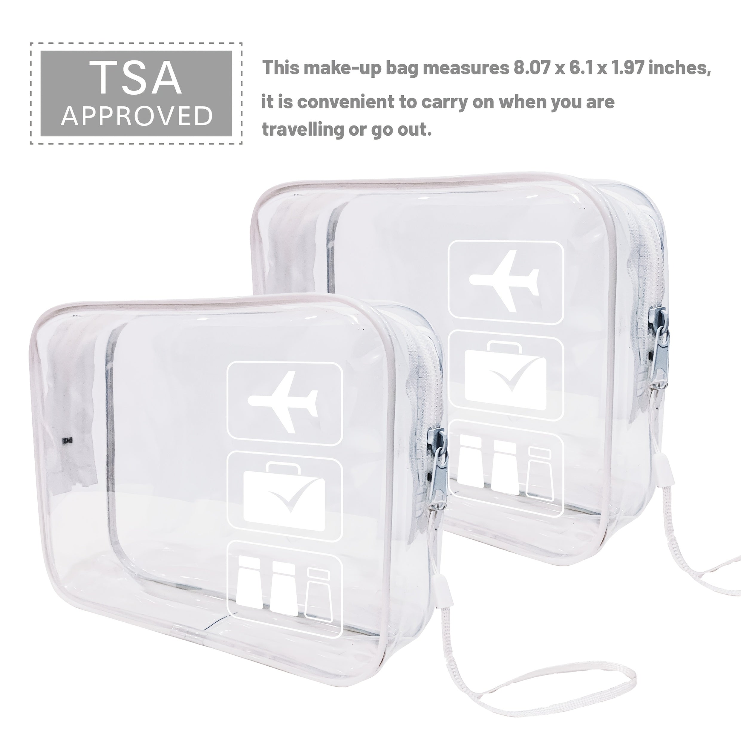 Neceser Transparente Aprobado por la TSA, Tamaño Cuarto para Equipaje de Mano en Aeropuertos, Diseño Transparente para Fácil Visualización, Ideal para Artículos de Cuidado de la Piel y Maquillaje, Equipaje de Mano para Aeropuerto | Aspecto Elegante | Adic