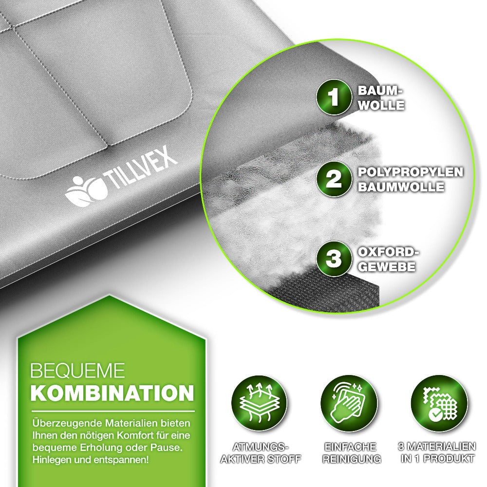 Tillvex® Cama Plegable para Camping con Bolsa de Transporte, Soporta Hasta 200 kg, Cama Extra Ancha para Camping, Cama de Campaña, Cama de Pesca para Uso en Exteriores e Interiores, Cama Plegable para Invitados, Portátil para Jardín, Camping, Pesca, Festi