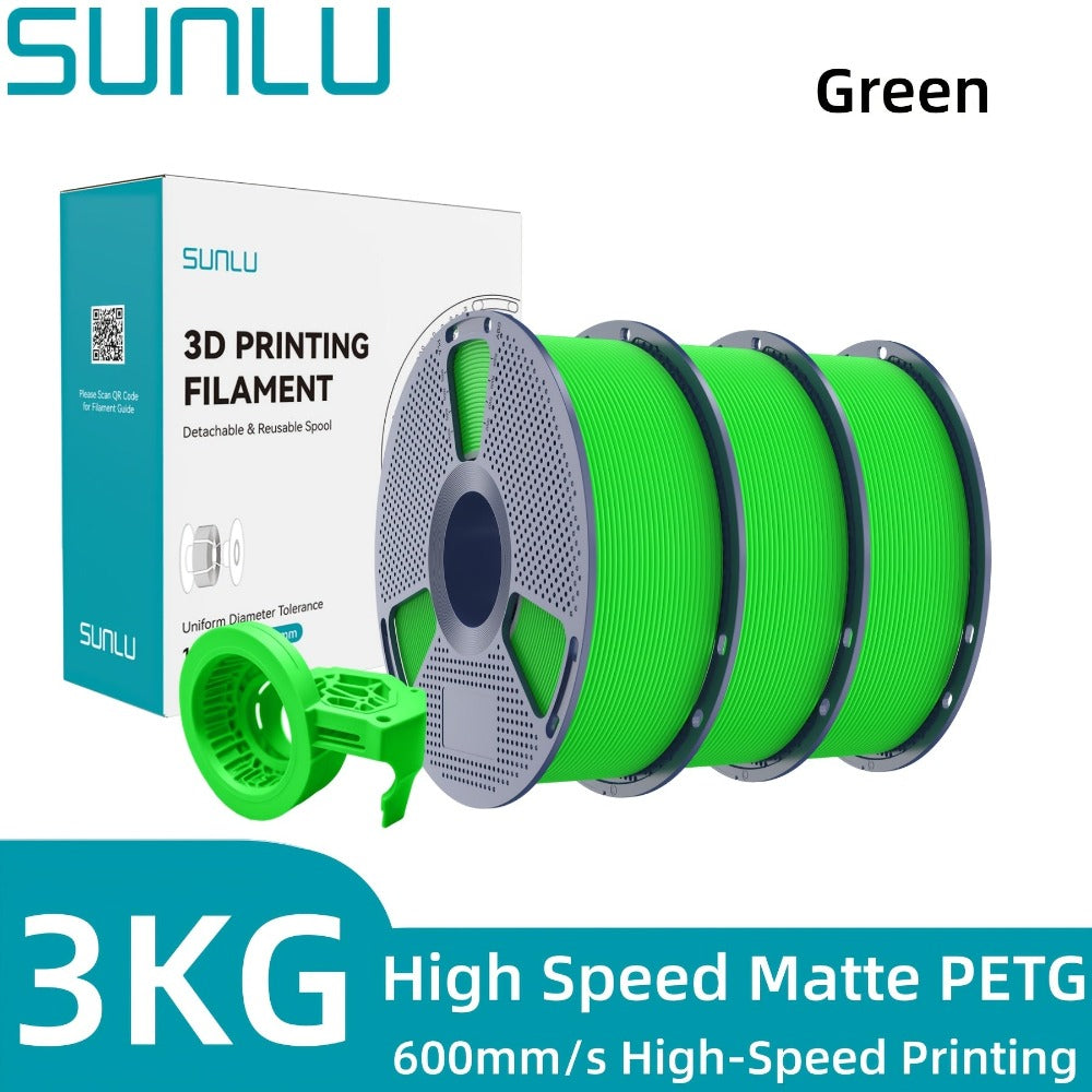 SUNLU Filamento PETG de Alta Velocidad, Filamento PETG para Impresión 3D, Menos Desprendimientos, Buena Adhesión de Capas, Alta Resistencia a la Tracción, Soporte para Impresión de Alta Velocidad de 50-600 mm/s, 3kg (6.6lbs)