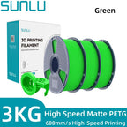 SUNLU Filamento PETG de Alta Velocidad, Filamento PETG para Impresión 3D, Menos Desprendimientos, Buena Adhesión de Capas, Alta Resistencia a la Tracción, Soporte para Impresión de Alta Velocidad de 50-600 mm/s, 3kg (6.6lbs)