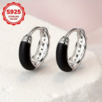 Cierre de Oreja Negro con Diseño Retro de Plata de Ley 925, Fácil, Elegante, Moderno y Versátil, Adecuado para Uso Diario, Regalos de San Valentín, Regalos de Vacaciones, Adecuado para Regalos de Cumpleaños, Vacaciones en la Playa
