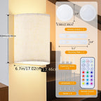 Aplique de pared para iluminación de pasillo, salón y dormitorio | Juego de 2 piezas y 2 piezas y control remoto
