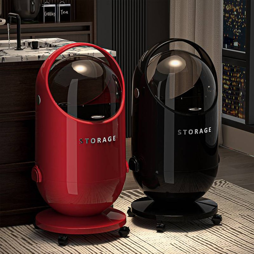 Cubo de Basura Contemporáneo de 20L con Tapa Segura y Ruedas, Plástico Resistente, Agarre Cómodo, Diseño Compacto, Control de Olores, Ideal para Cocina, Oficina, Salón