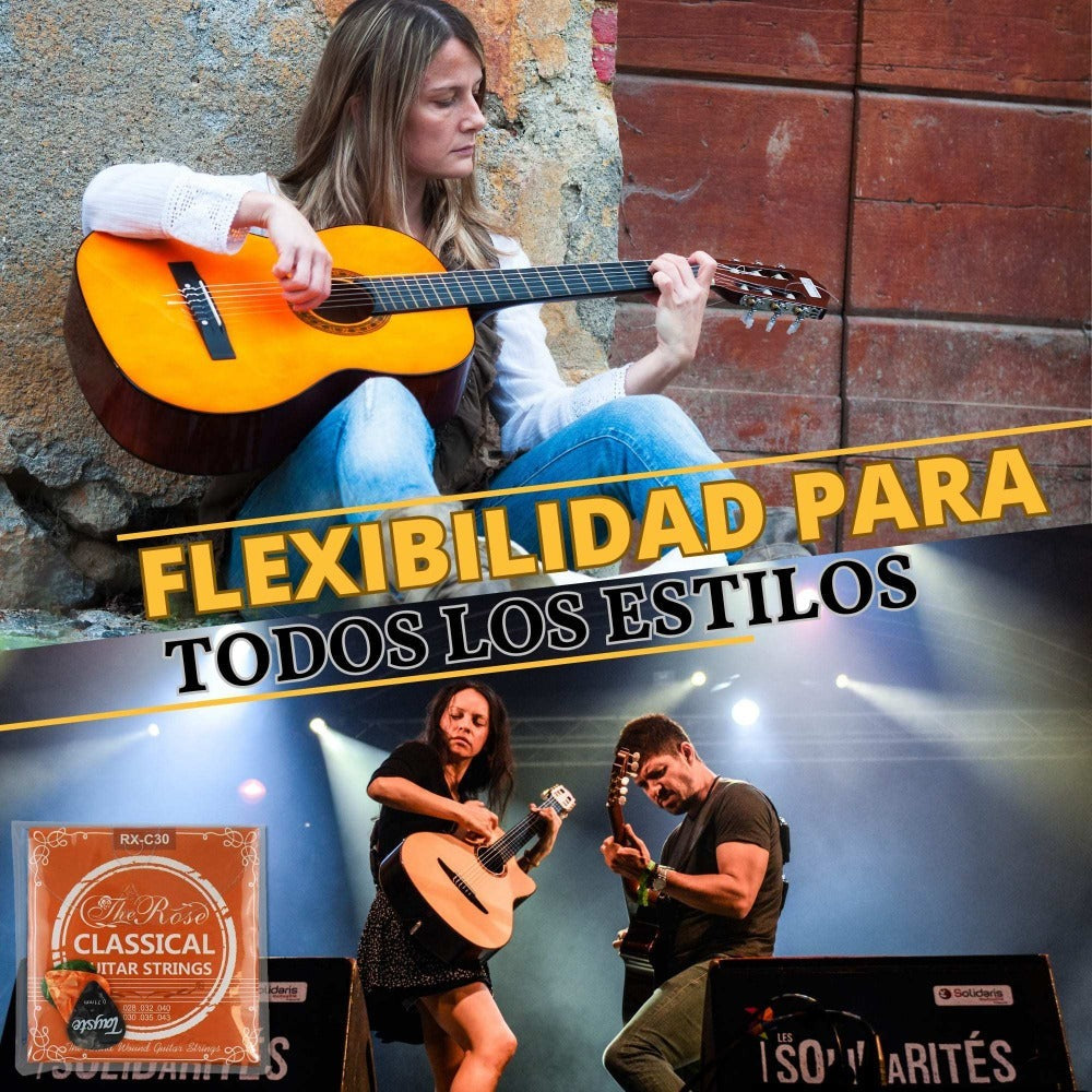 Cuerdas de Guitarra Española de Nailon Premium + 3 Púas Regalo + Toallita de microfibra Regalo | Cuerdas para guitarra clásica, española, flamenca
