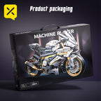 Modelo de motocicleta de bloques de construcción a escala grande 1:5 de 2078 piezas, color platino-dorado, fácil de montar y operar, adecuado como regalo para cumpleaños, Día de San Valentín y fiestas de Pascua