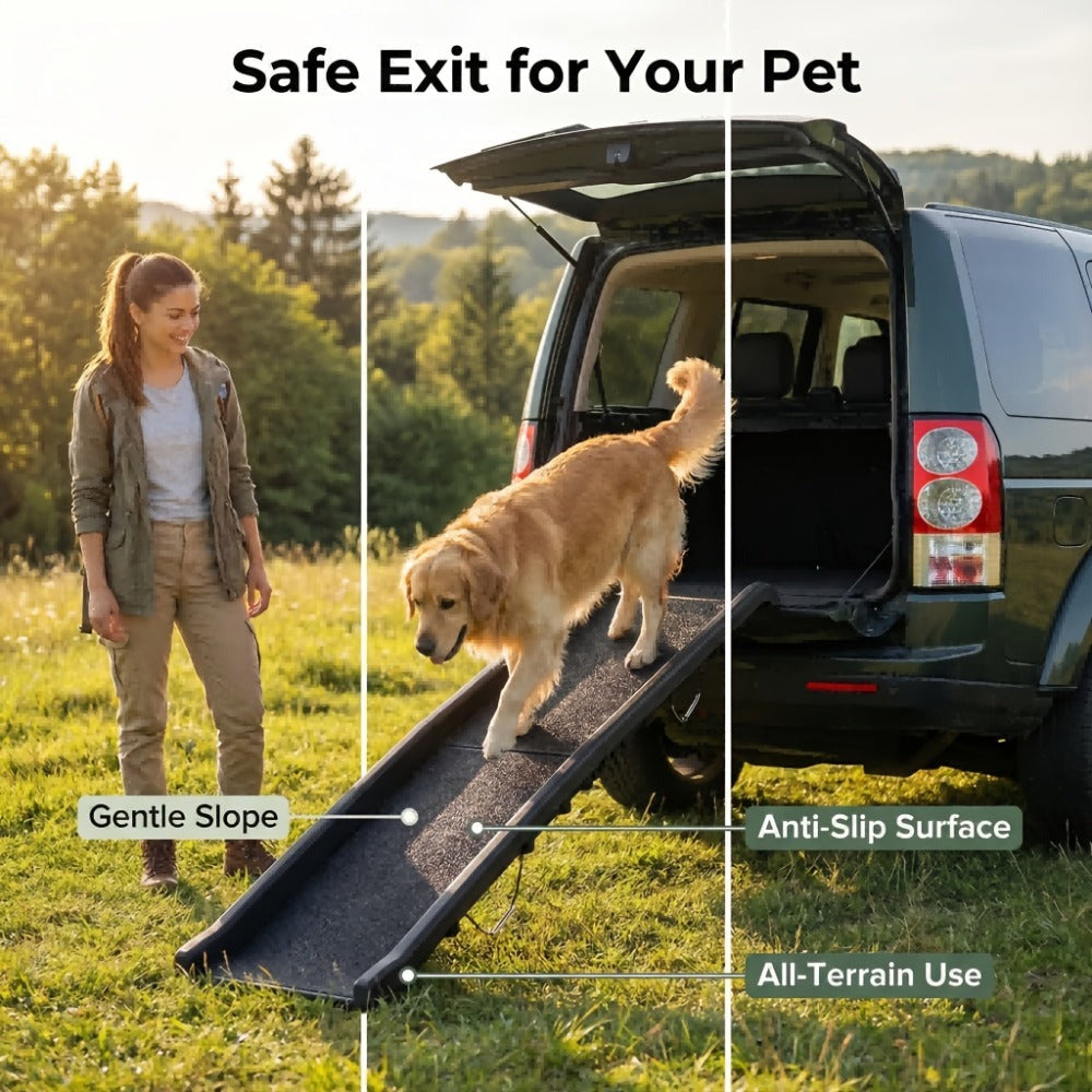 Rampa de seguridad para perros, rampa plegable para perros, 155X40 cm, con tela antideslizante y asas, rampa para perros, escalón para perros, rampa para mascotas, ayuda de acceso para perros/gatos/mascotas
