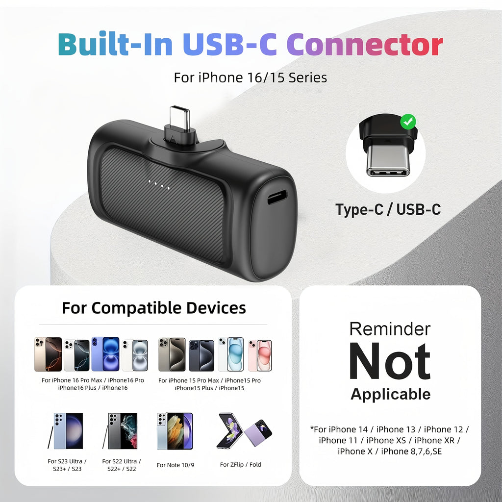 Power bank para carga durante viajes y uso diario | 5000mAh y 22.5W