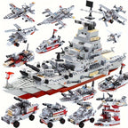 BricZplay 1068 piezas Bloques de Construcción de Buque de Guerra de la Marina y Ejército Conmemorativo, Aviones, Regalos para Festivales, Acción de Gracias, Halloween, Navidad, Año Nuevo - Mejores Regalos para Pascua