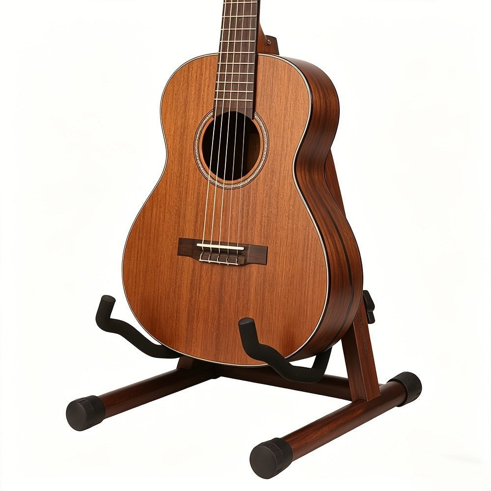 Soporte para guitarra de madera de acacia en forma de A, ajustable y plegable, apto para violines, guitarras, bajos, mandolinas, banjos y ukeleles - Soporte portátil para instrumentos musicales con base de pie, fácil montaje para estudio, sala de práctica