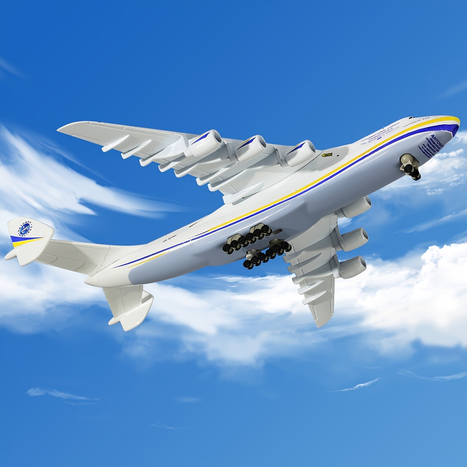 Modelo de Avión de Carga Metálico AN-225, Modelo de Avión de Carga con Soporte y Ruedas con Ruedas en un Set de Regalo, Coleccionable Memorial de Alta Detaile y Pieza de Exhibición Espectacular, El Mejor Regalo de Cumpleaños, Festival, Vuelta al Cole para