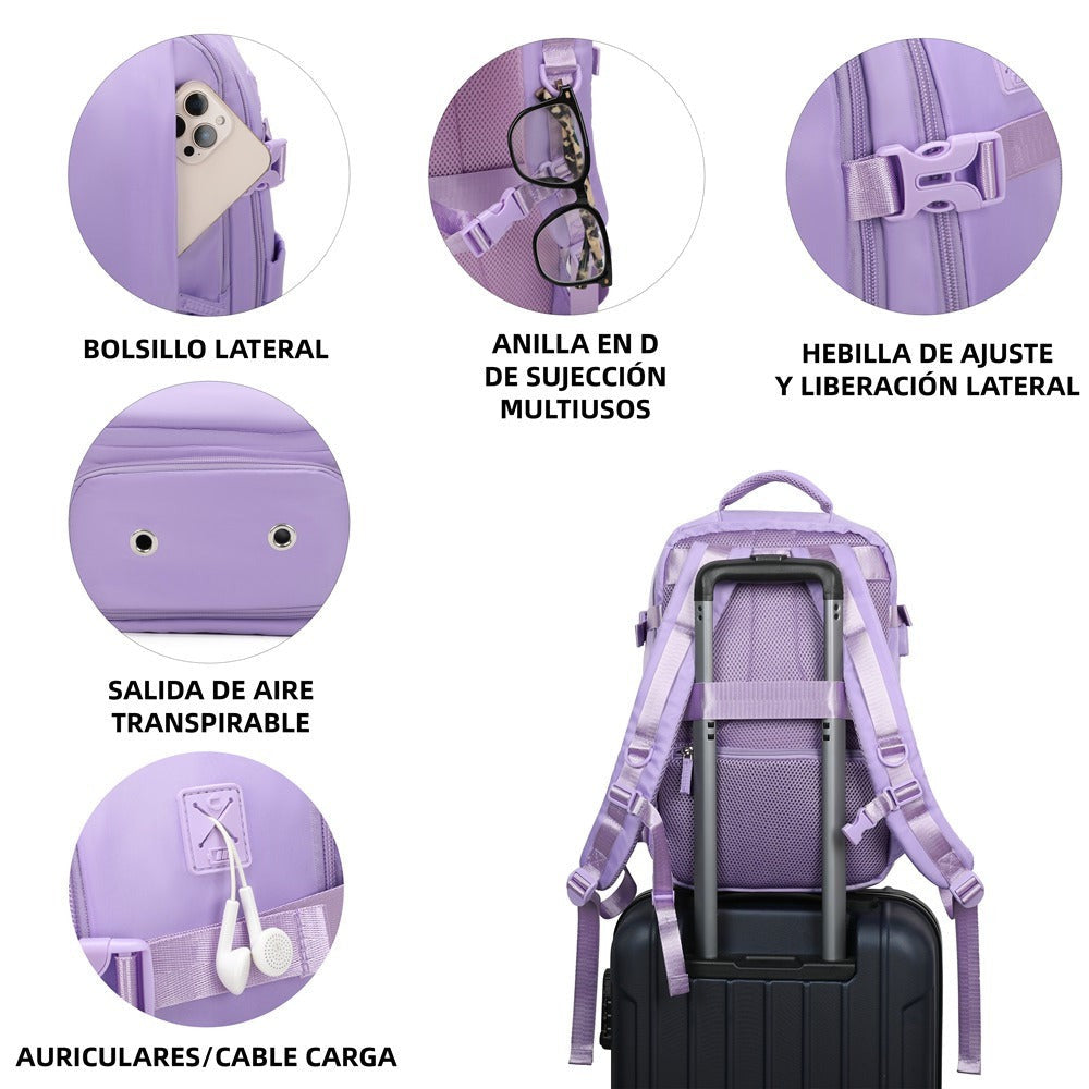 Mochila de cabina expandible 40x25x20-25cm | compartimiento para zapatillas | Mochila casual compatible con portátil 14 pulgadas