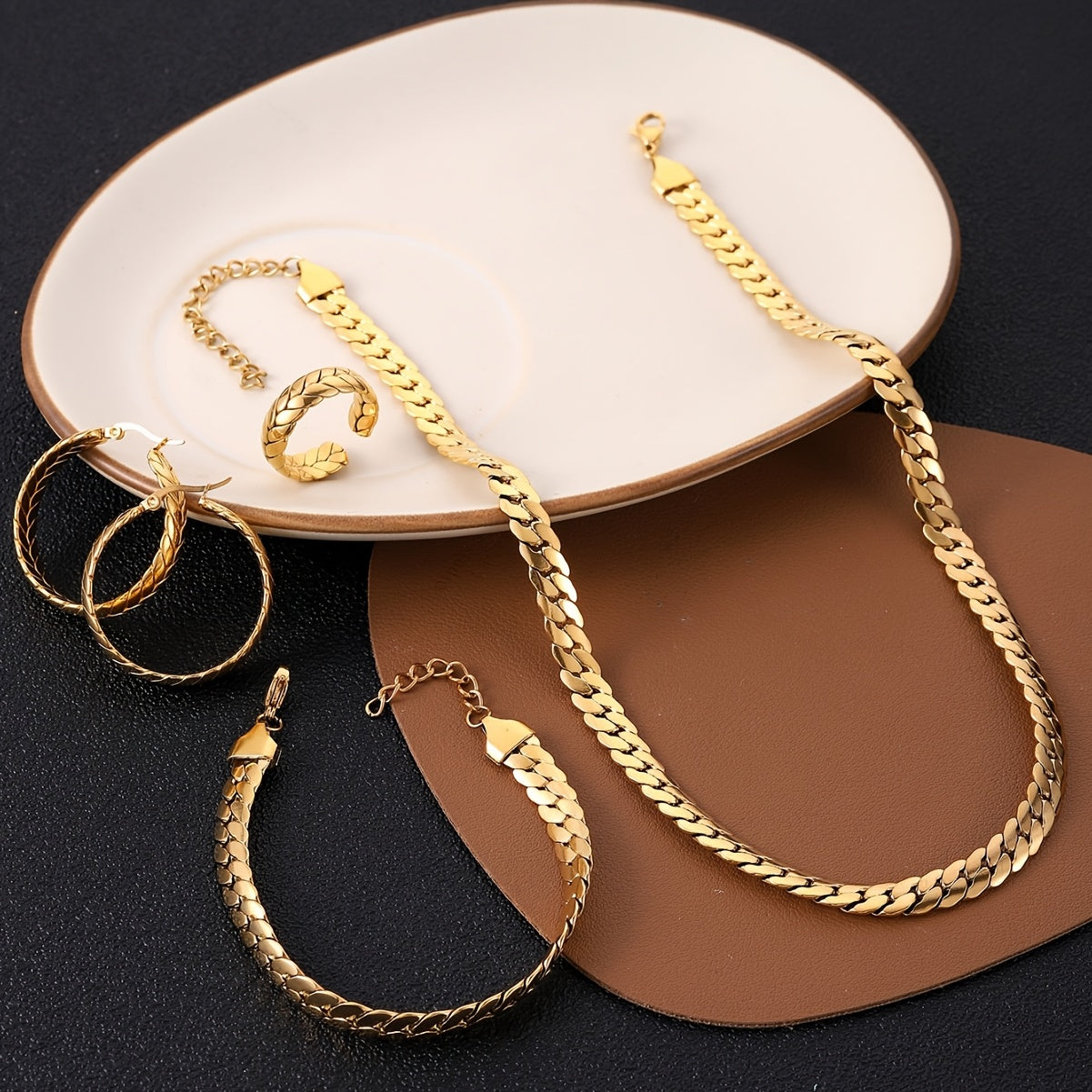 ARTPAGE, Juego de joyería de plata 925 para mujer, collar + pulsera + aretes + anillo/ Juego de 4 piezas. Peso total del producto (93.31 g), glamuroso y elegante, el regalo perfecto para mujer, ideal para el Día de San Valentín, viene con una exquisita ca