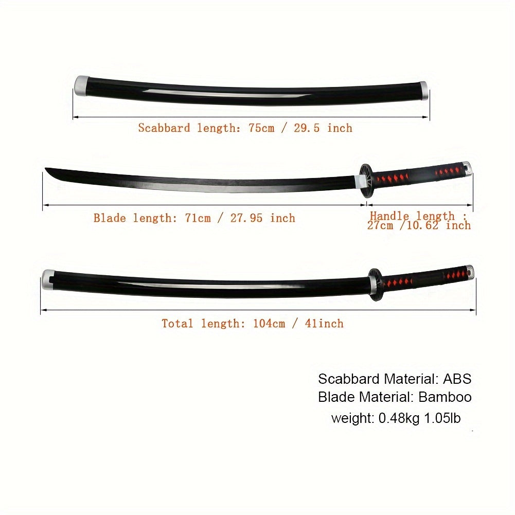Espadas de samurái japonesas katana de 104.14 cm, múltiples estilos, hojas de madera no afiladas, con cinturones y fundas, regalo de Navidad, accesorios de cosplay para Halloween