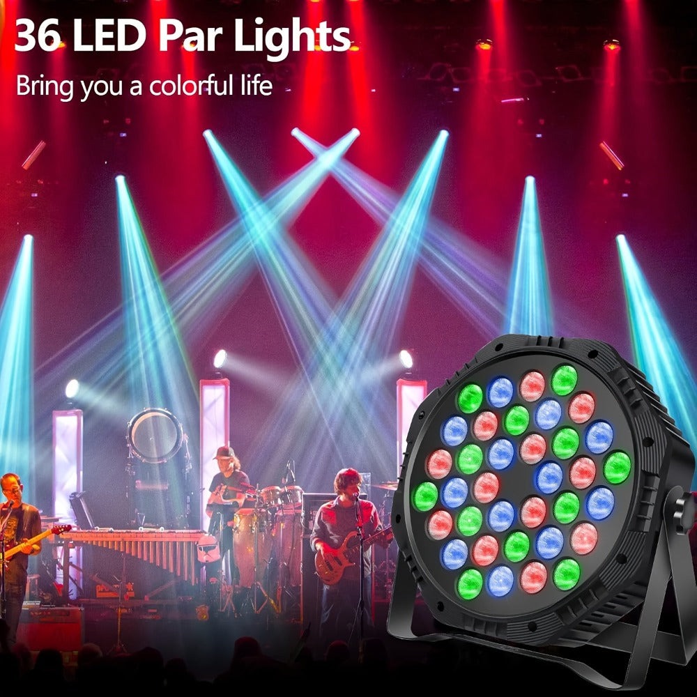 Foco de 1 Escenario, Luz Par Estilo USB, 36 Bolas de Luz, Luz Par LED RGB para Fiestas, Luz de Escenario LED, Luz Par Activada por Sonido que Cambia de Color, Luz Par para DJ, Eventos, Bodas, Fiestas de Baile, Actuaciones de Boda